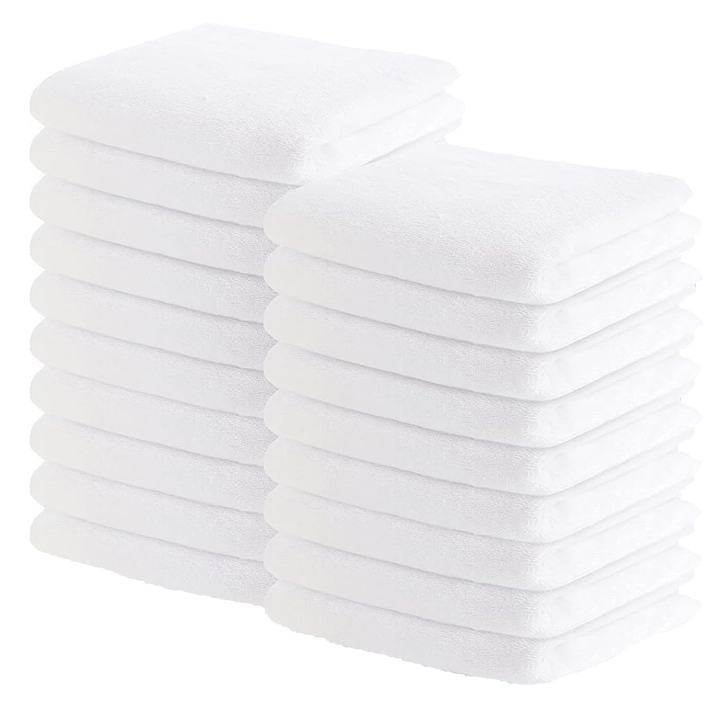 EBD 5x White Face Towels 100% Egyptian Cotton Super Soft Face Cloth Highly Absorbent Soft Feel 500 GSM (30 x 30 CM) (20)