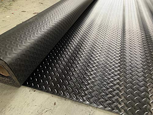 Tuda Grass Direct | Quality PVC Rubber Checker | Garage & Commercial Use | Black Colour | 2m x 12m | Fast Delivery |