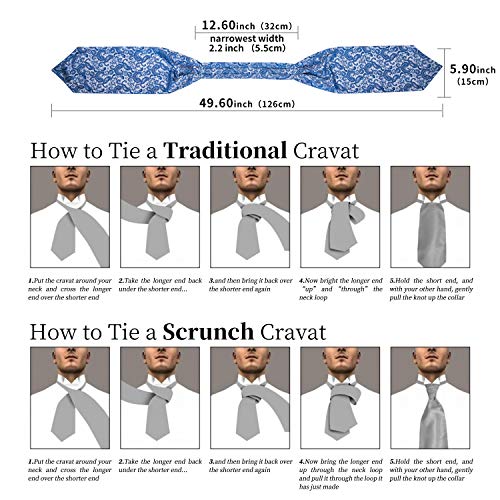 image for DiBanGu Light Blue Ascot Ties for Men Paisley Cravat Set Silk Ascot wi