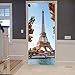 A.Monamour Adesivo Porta Autoadesiva Torre Eiffel Senna nella Stagione Autunnale di Parigi Vinile PVC Adesivi per Porte Interne 3D Pellicola Adesiva Poster Sticker Murale Decorazione da Parete