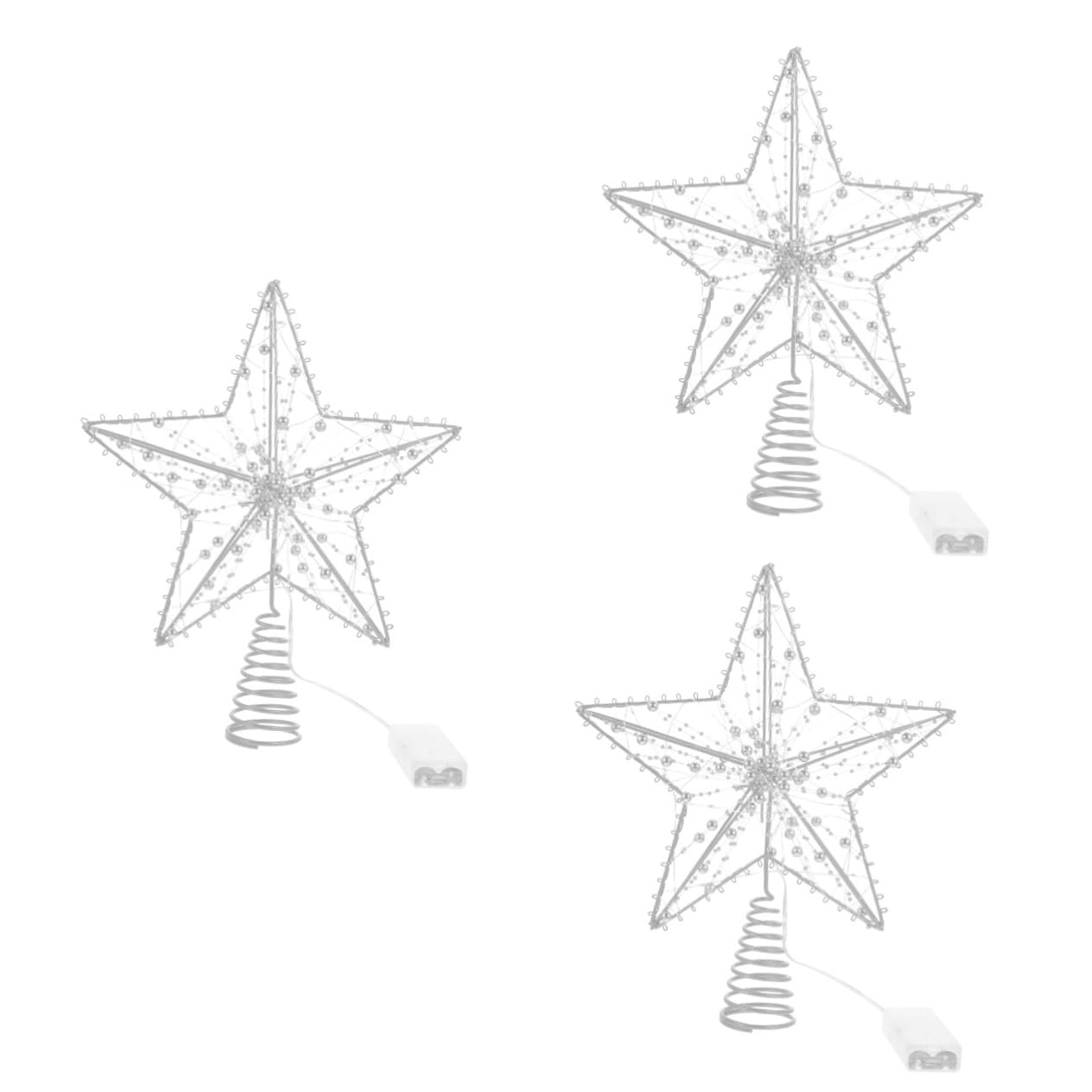 Cabilock Lot De 3 Décorations De Sapin De Noël en Forme Détoile en Fer Illuminées Pentagramme sans Piles Décorations Festives