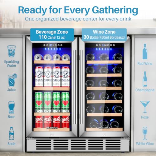 Image of 30 Inch Wine and Beverage Refrigerator Dual Zone Wine Fridge