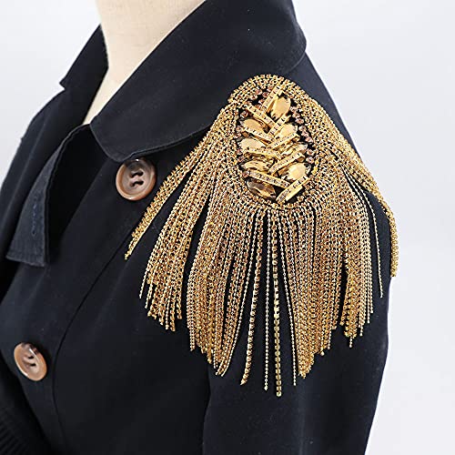 2pcs Rhinestone Tassel Shoulder Epaulet Spike Chain Shoulder Badge Brooch Pins for Man Woman4