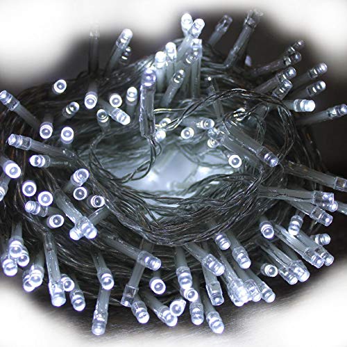 Best Artificial 200 Bright White LED's Clear Cable Connectable Outdoor Christmas Waterproof String Lights (20m) with Low Voltage Plug — image 1