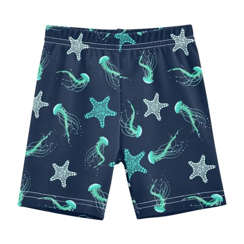 JHKKU Girls Jellyfish Starfish Shorts Cotton Cartwheel Bike Kids Biker Under Dress Dance Short Girl Clothes 8Y