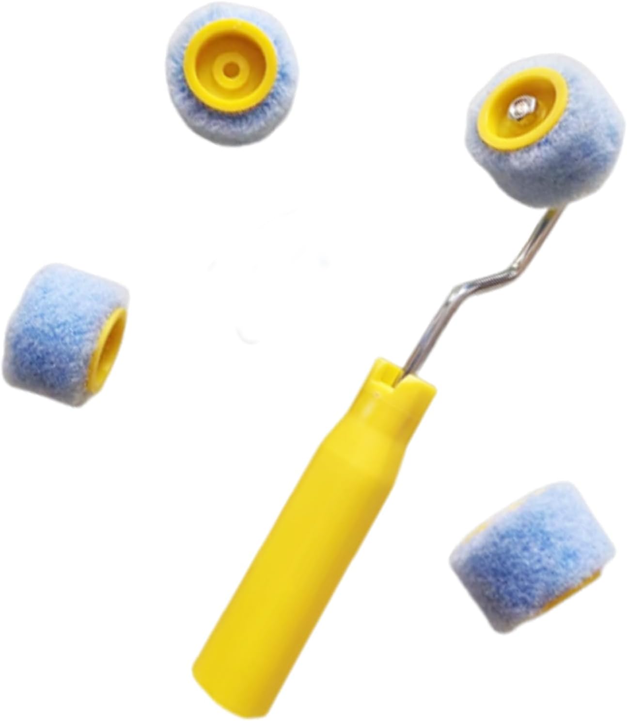 Mini Paint Roller Set with 3PCS Blue Wool Brushes, Mini Roller Set, Mini Rollers for Painting Narrow Corners and Edges, Classic Design Small Rollers for Painting DIY Home Projects