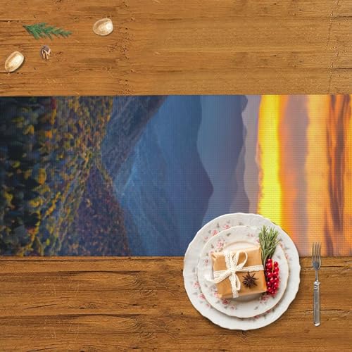 Chemin de table motif montagne 152 cm pour decoration cuisine et commode - 6