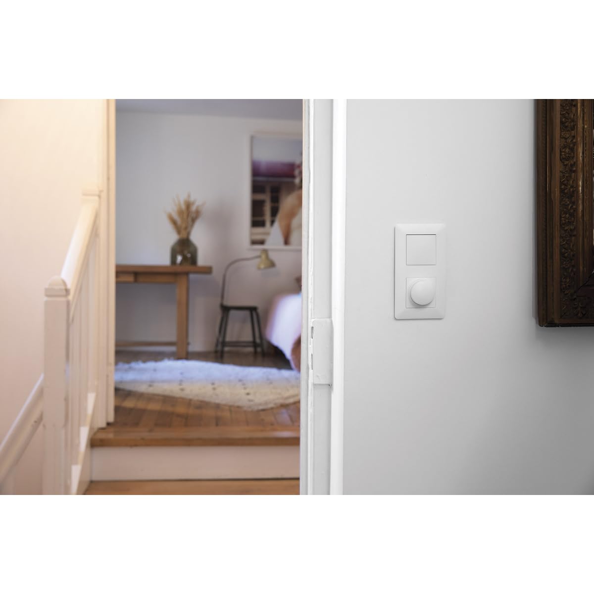 Zenitech - Ściemniacz Obrotowy Kompatybilny z LED - Montaż Podtynkowy, Kompaktowy Silnik, Precyzyjna Regulacja - Wspornik Clip-On - Płyta 86 x 86 mm - Biały
