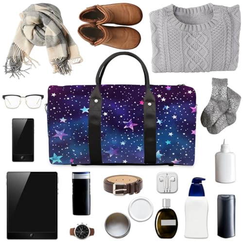 Starry Shining Star Travel Duffel bag for Men Women Weekender Overnight Bag Gym Bag Carry On Luggage Bags for Yoga Workout Sports 5