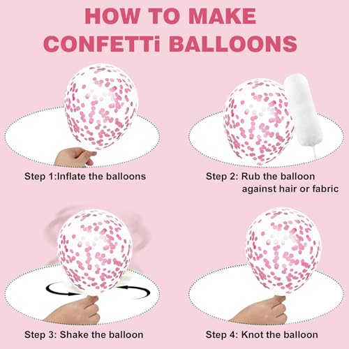 Image of Light Pink and White Balloons Kit, 65pcs 12 Inch Pink Balloons Pastel Pink Confetti Latex Balloons for Birthday Wedding Baby Shower Party Decorations