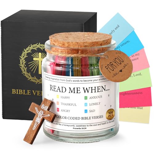Bible Verse Jar 108 Pcs, Fathers Day Gift For Brother, Brother Birthday Gifts, Christian Gifts For Little, Adult Bro, Sibling - Meaningful Gift for Kids, Inspirational Keepsake for Dad, Mom, Friend