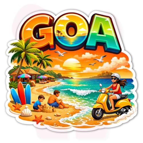 Image of Goa Theme Wooden Fridge Magnet for Refrigerator | Printed Souvenir Magnet for Kitchen & Home Decor | Travel Gift Item | Strong Magnetic Hold | 3x3 Inch Decorative Magnet | Pack of 1 (Goa A)