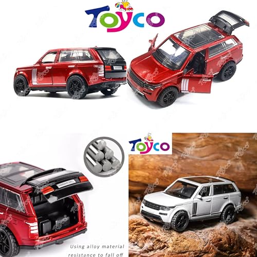 Image of toyco Alloy Metal SUV Toy Car for Kids | Pull Back Unbreakable Small Toy Cars | Openable Doors, Smooth & Shiny Edges |1:36 Scale | Gift Toys for Boys and Girls Age 3+ | (Range Rover)