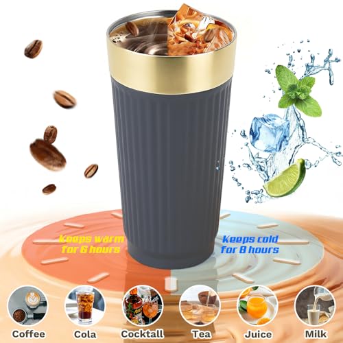 Image of Vacuum Insulated Stainless Steel Travel Coffee Mug,Leak Proof Cup with Lid | 304 stainless steel mug with vacuum insulation, leak proof lid, silicone grip and car cup holder friendly design
