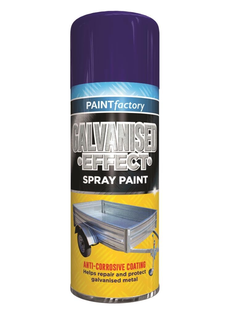 RAPIDE PF Galvanised Effect Spray Paint 400ML - Anti-Corrosive Coating for Metal | Repairs & Protects Galvanised Surfaces | Paint Factory Spray Paint | Bright Finish with Micronised Zinc & Aluminium