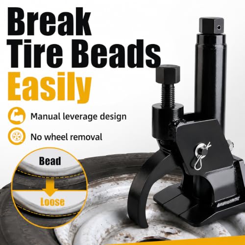 Image of Manual Tire Bead Breaker, Adjustable Hammer Bead Buster Tires Changer Fit for 38 and 42 inches Tire Operation, ATV, Golf Cart, Tractors, Trucks, Heavy Duty (Black(Manual))