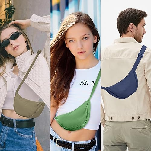 Image of Nylon Crescent Crossbody Bag for Women Purses Trendy Men,Small Travel Sling Bag Hobo