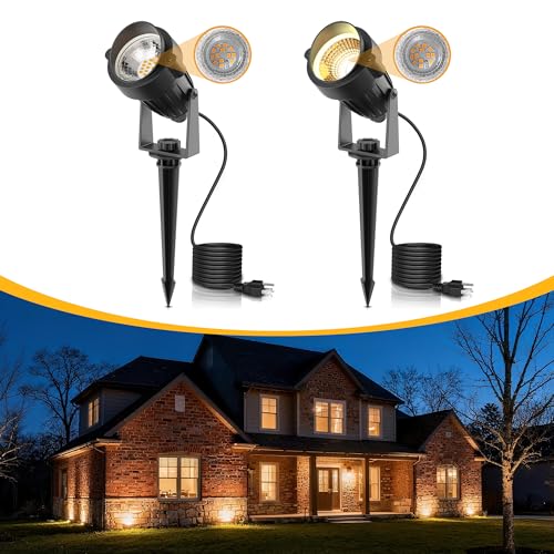 Image of L LOHAS LED 5W Plug in Outdoor Spotlight 3000K Landscape Light 2 Pack