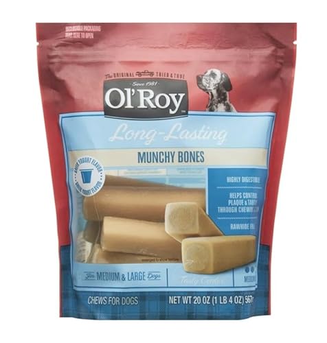 Ol'~Roy Munchy Bone Dog Treats, Greek Yogurt ~ 20 Oz ~ 7 Count ~ (1 Pack).