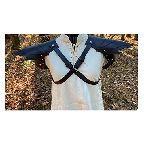 Bnjghcug Protector De Hombro Medieval Retro, Steampunk, Caballeros Vikingos Ajustables, Armadura De Hombro De Cuero De PU De Múltiples Capas Armadura De Disfraz Accesorios De Cosplay De Halloween Cover