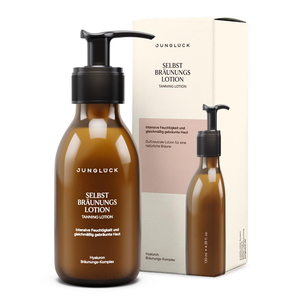JUNGLÜCK Selbstbräunungslotion | Selbstbräunende Hautpflege für natürliche und gleichmäßige Bräune - Selbstbräuner Body Lotion spendet intensive Feuchtigkeit mit Hyaluron & Squalan
