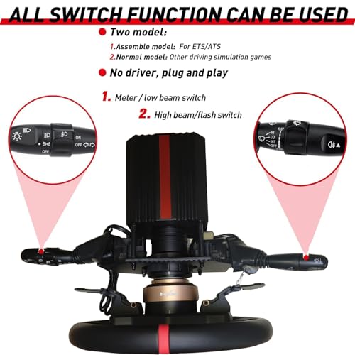 Image of Obokidlyamor Turn Signal Headlight Dimmer Switch For PXN VD6 /VD10 W DS R2 Bundle LITE Direct Drive Servo Wheel Base;Multi-Function Stalks Turn Wiper Lever Combination Racing Simulator Button Console Racing Wheel (For PXN VD10)