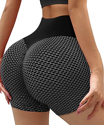 YAMOM Tiktok Yoga Shorts for Women Workout High Waisted Booty Lifting Scrunch Butt Anti Cellulite Textured Short