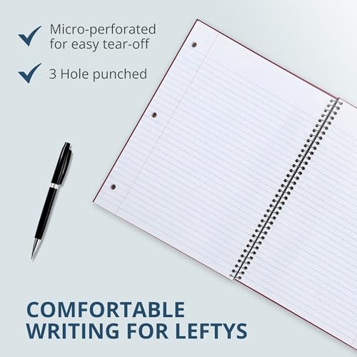 Image of ROARING SPRING Lefty Spiral Notebook, Left-Handed One Subject Notebook, 11 inch x 9 inch, 100 Sheets, College-Ruled, Perforated, Assorted Saranac Covers, Made in USA