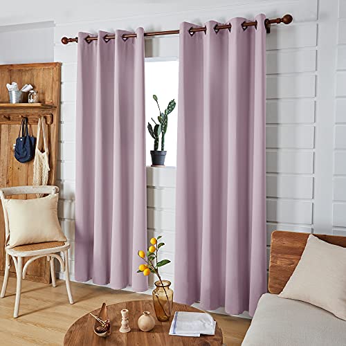 Image of Deconovo Lavender Blackout Curtains 95 Inch Length Grommet Thermal Insulated Drapes and Curtains for Living Room 2 Panels 52x95 Inch