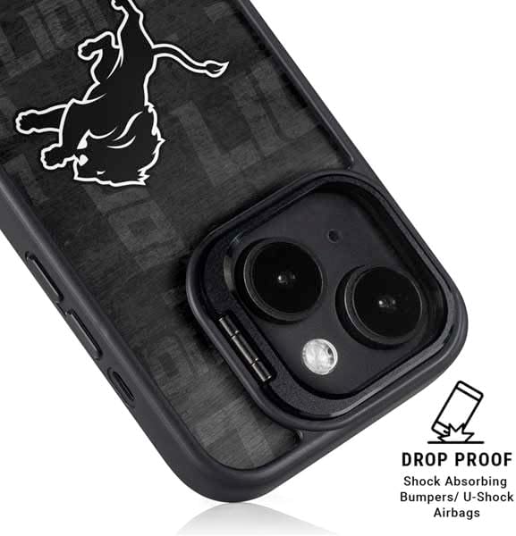 Skinit Kickstand Phone Case Compatible with iPhone 16 - Officially Licensed NFL Detroit Lions Black & White Design