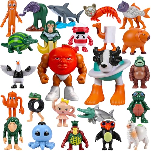 SOGLIM 24PCS Italian Brainrot Steal a Brainrot Toys Brain Rot Toys Tralalero Tralala Action Figures Tung Tung Tung Sahur Meme Shark Doll Birthday Decor Party Favors Gifts for Boys Girls Kids Teens