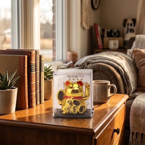 HEEPDD Solarbetriebene Winkekatze, 5,1 cm Gold Katze für Zuhause Büro Auto Dekoration kleine Glückskatze for Geschenk Glück Bringendes Accessoire