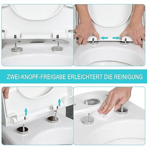 WOLTU WS2544 deska sedesowa wolnoopadająca, tworzywo sztuczne, szybkie mocowanie, zawiasy Softclose, antybakteryjne