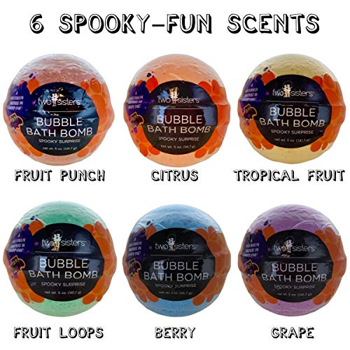 Spooky Bath Bombs For Kids With Surprise Inside, Bubble Bath Bomb With Halloween Toys, Fruity Scents, Relaxing Aromas, Usa Made, Ideal Birthday Gift For Girls & Boys - 6 Pack By Two Sisters #TOP2