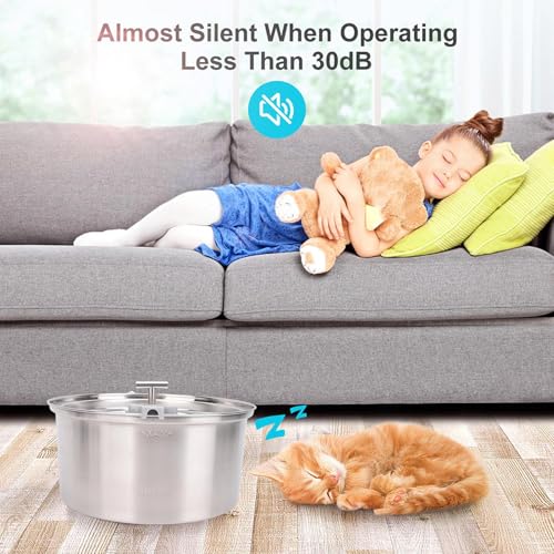 Fuente de agua para gato 3.2L acero inoxidable automática miniatura 2