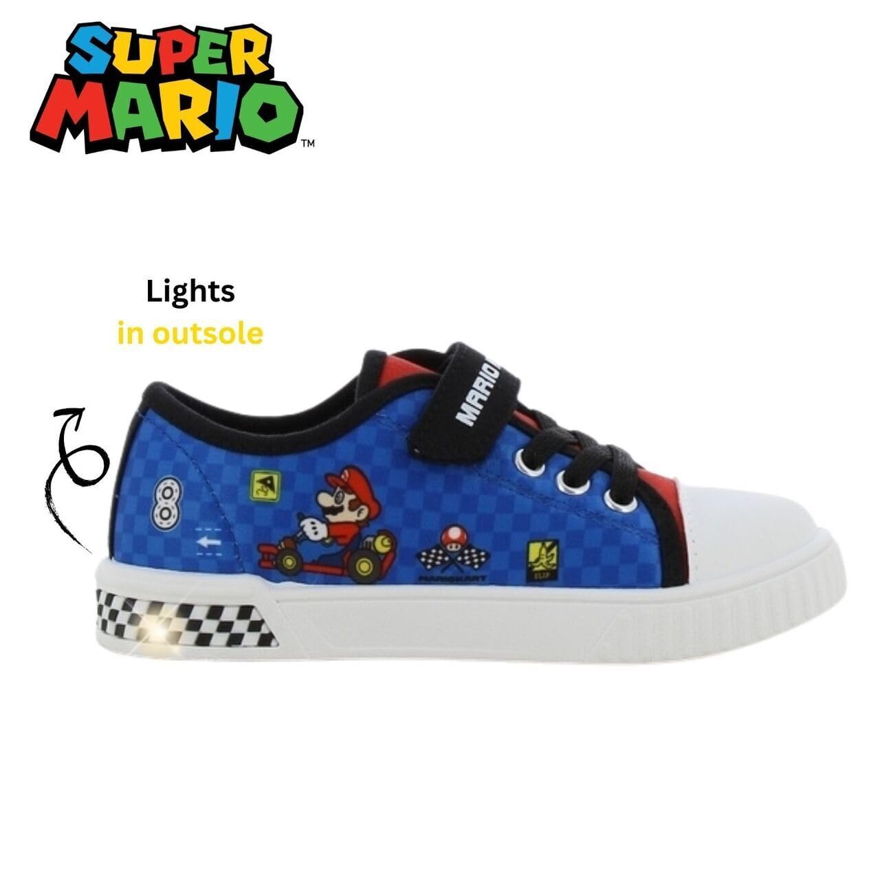 Leomil Super Mario Sneakers Bambino Scarpe con Luci Bambino, Perfette per la Scuola e Il Tempo Libero