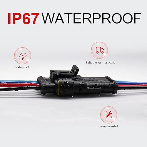 Miniatura 18 de Conector de 2 pines (kit de 6), conectores eléctricos automotrices de 18 AWG, conectores de cable impermeables, conectores eléctricos de 2 pines