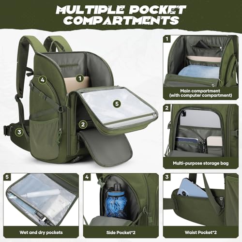 Maelstrom Tactical Backpack for Men, Water Resistant 40L Military Backpack, for Hiking, Camping, Gym with Molle System (Army Green) by Maelstrom - Image 3