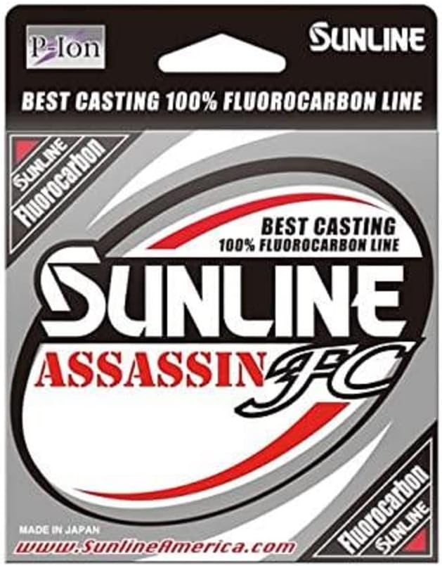 Sunline Assassin FC Fluorocarbon Fishing Line – 100% Fluorocarbon, P-Ion Technology, Multiple Line Weights & Spool Sizes