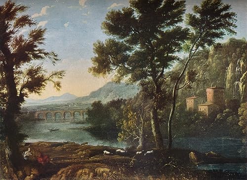 Cuadro de lienzo de Claude Lorrain para decorar el dormitorio con arte clásico de 60x90cm