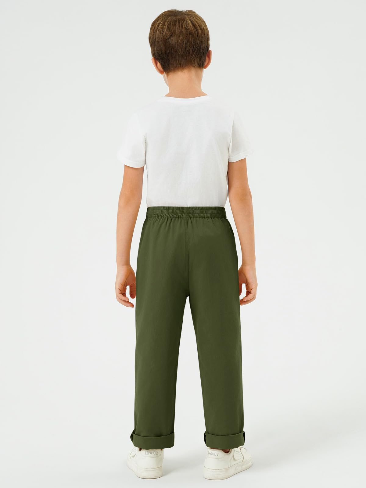 Haloumoning Pantaloni chino per uniforme scolastica, per bambini, in twill | Pantaloni elasticizzati in vita per bambini, pantaloni casual da ragazzo con tasche