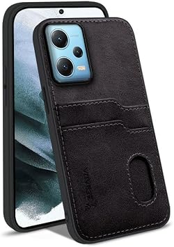 Zebana Xiaomi Redmi Note 12 Pro 5G ile Uyumlu Kılıf Zebana Kartlıklı Lüx Deri Kılıf Siyah