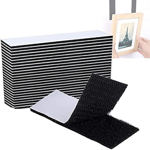 18 Pcs 3x10cm Double-Side Reclosable Hook Loop Strips Tape, Self Adhesive Hook and Loop Tapes,Indoor Outdoor Use for Holds Picture Frame and Tools Cover