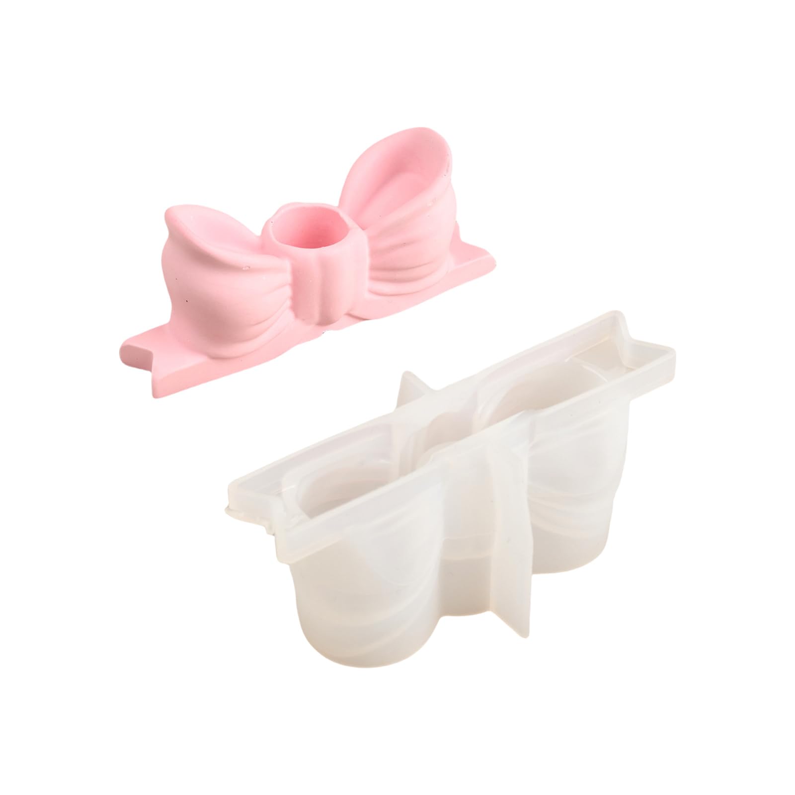 LIUZIKUN 3D Bows Candle Holder Silicone Epoxy Resin Bowtie Concrete Candlestick Plasters Casting