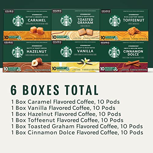 Starbucks K-Cup Coffee Pods—Flavored Coffee—Variety Pack For Keurig Brewers—Naturally Flavored—100% Arabica—6 Boxes (60 Pods Total) #TOP4