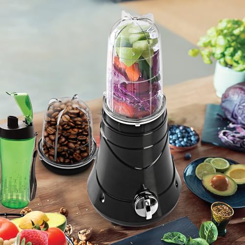 Image of Cello Kitchenette Collection Blend-N-Grind Nutrifit Mixer Grinder, 400W, 3 Speed Control, 2 Jars, Juicer Jar, Black