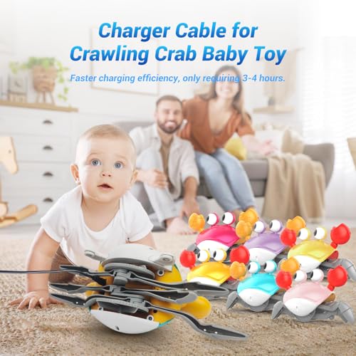 XmtJXn Cable for Crawling Crab Baby Toy: Original Charger Cord for Walking Crab Baby Toy - Tummy Time Crab Toy Charging USB Wire Moving Crab Dog Toy Running Dancing Crab