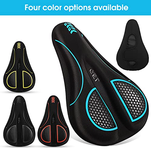 Image of MSDADA Bike Seat Cushion - Gel Bike Seat Cover Padded for Men & Womens Comfort, Soft Bicycle Saddle Compatible with Peloton Exercise Spin Stationary Bike, for Indoor and Outdoor Cycling(Blue)