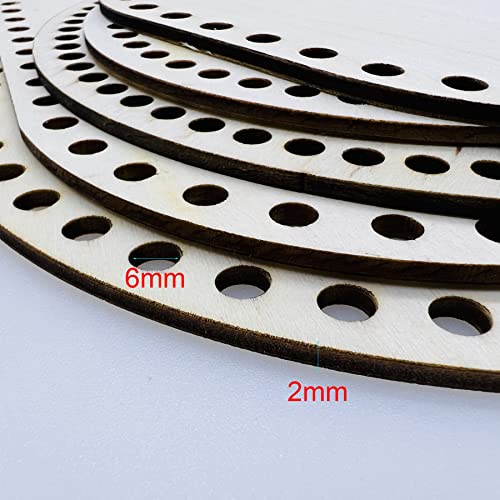 Image of Yayatty 5 PCS Wooden Crochet Bag Bottom, Oval and Circle Wooden Basket Bottom Wooden Base Shaper Blank Crochet Base for DIY Basket Craft Weaving Making Supplies