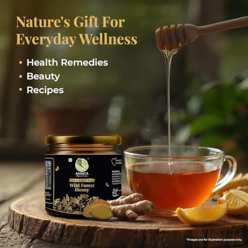 Image of Asmita Organic Farms Wild Forest Honey 300g | 100% Raw, Pure & Natural Honey | Unprocessed, Unpasteurized, Non-GMO | No Added Sugar or Sweeteners | Nutrient-Rich & Antioxidant Superfood | Pack of 3